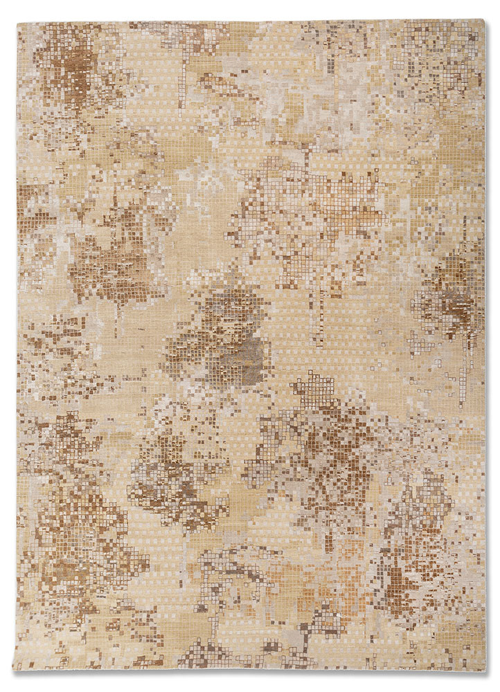 hidden by kavi gold wool and bamboo silk hand knotted Rug - HeadShot